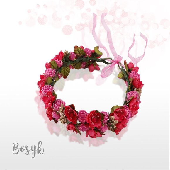 Blossom cherries and roses headband- Headband Flower Headband wedding for girls - Picture 1 of 2